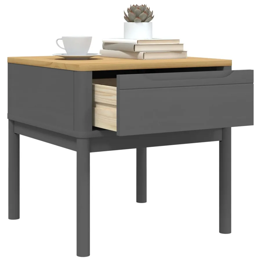 Table de chevet FLORO gris 55x55x54 cm bois de pin massif - 4
