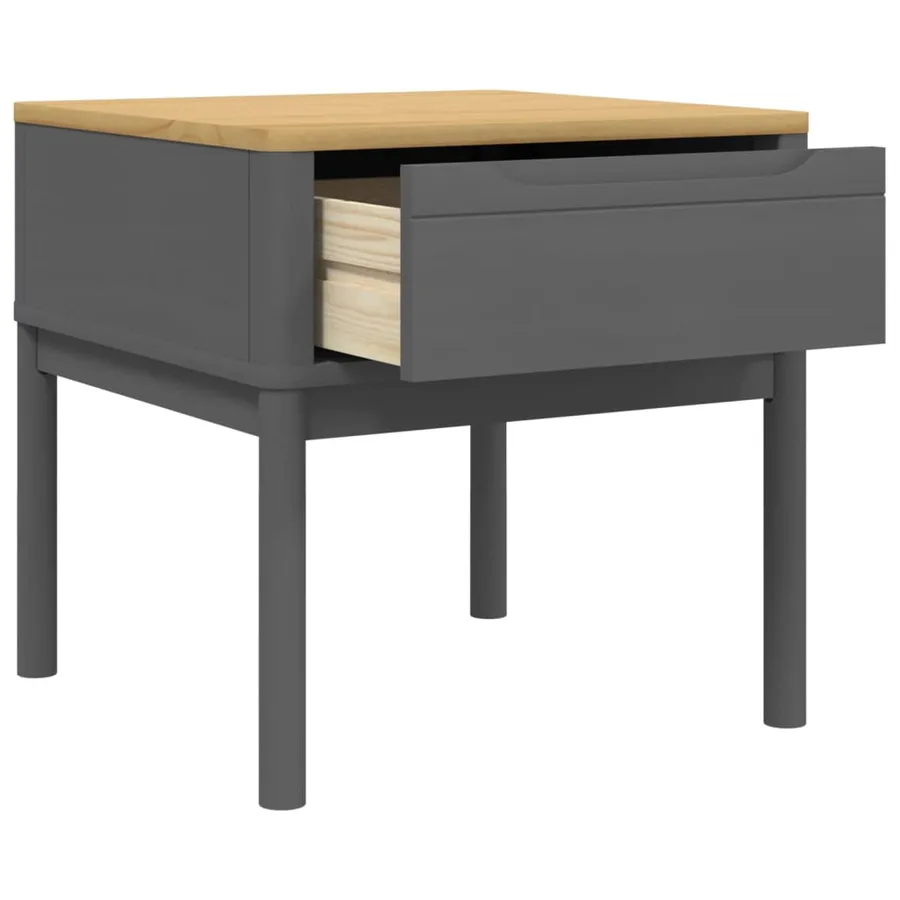 Table de chevet FLORO gris 55x55x54 cm bois de pin massif - 8