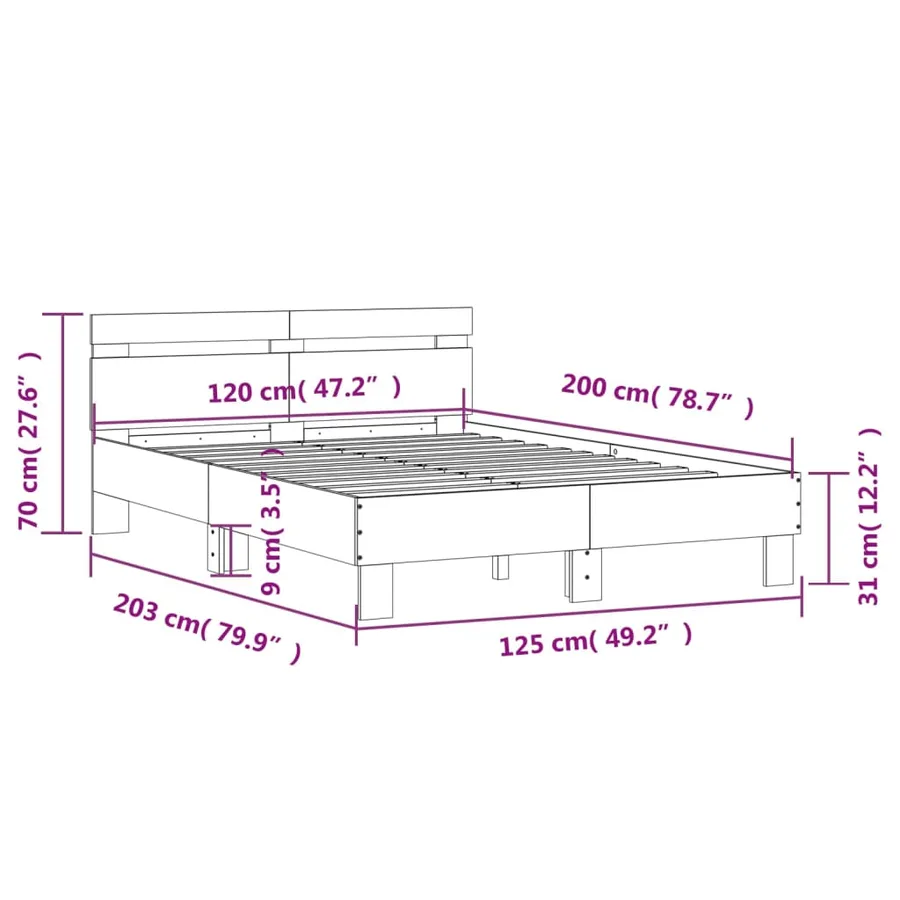 Cadre de lit avec LED sans matelas chêne sonoma 120x200 cm - 16