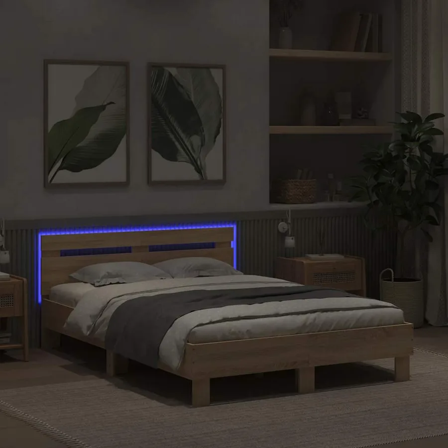 Cadre de lit avec LED sans matelas chêne sonoma 120x200 cm - 4