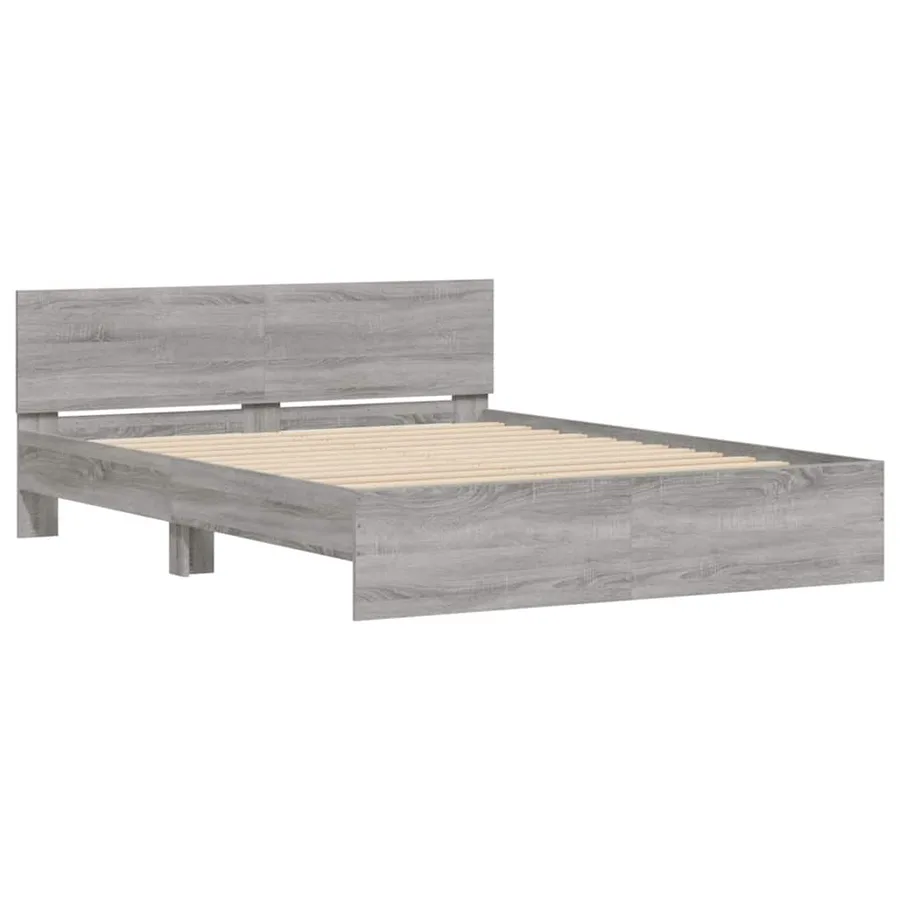Cadre de lit avec tête de lit et LED sonoma gris 150x200 cm - 6