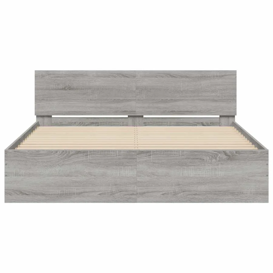 Cadre de lit avec tête de lit et LED sonoma gris 150x200 cm - 7
