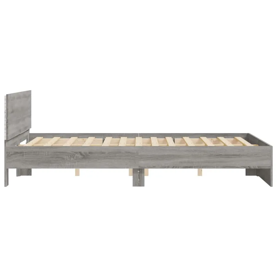 Cadre de lit avec tête de lit et LED sonoma gris 150x200 cm - 8