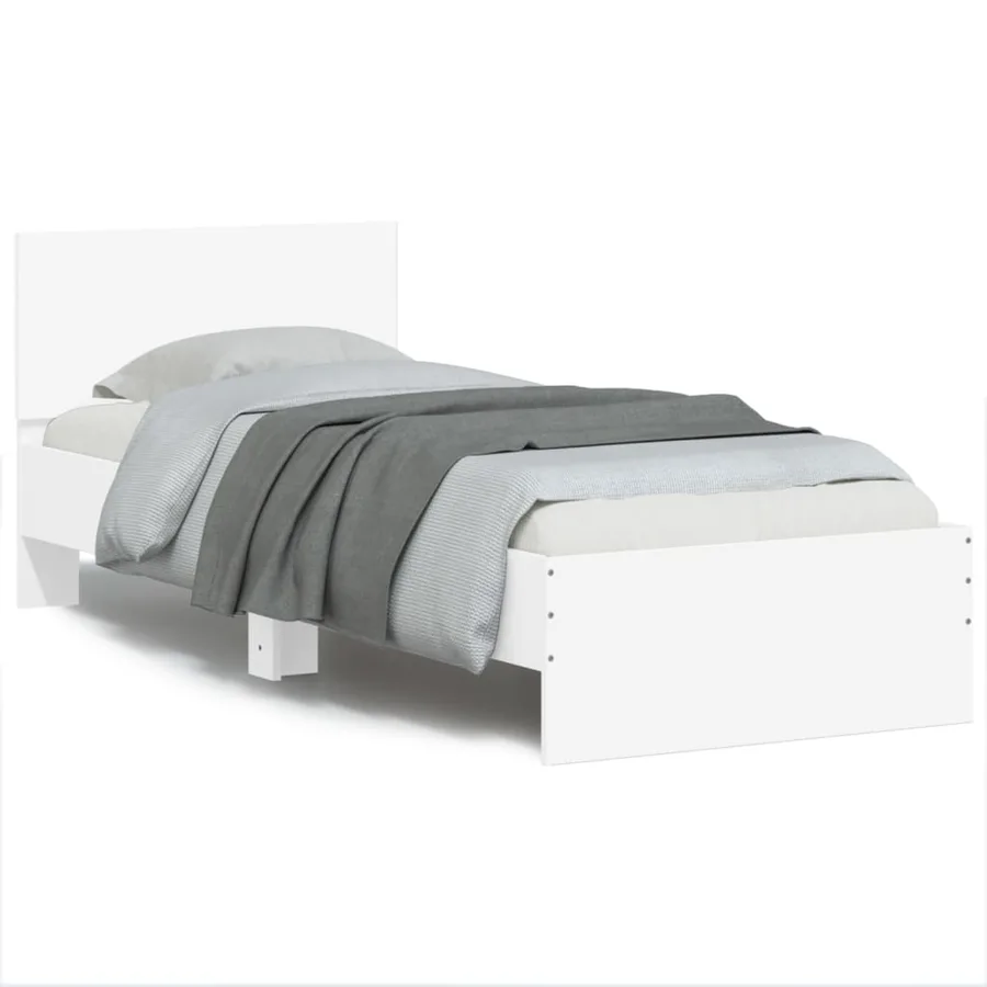 Cadre de lit sans matelas avec tête de lit blanc 75x190 cm - 2