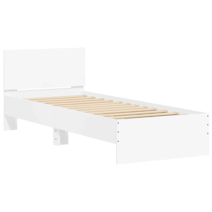Cadre de lit sans matelas avec tête de lit blanc 75x190 cm - 3