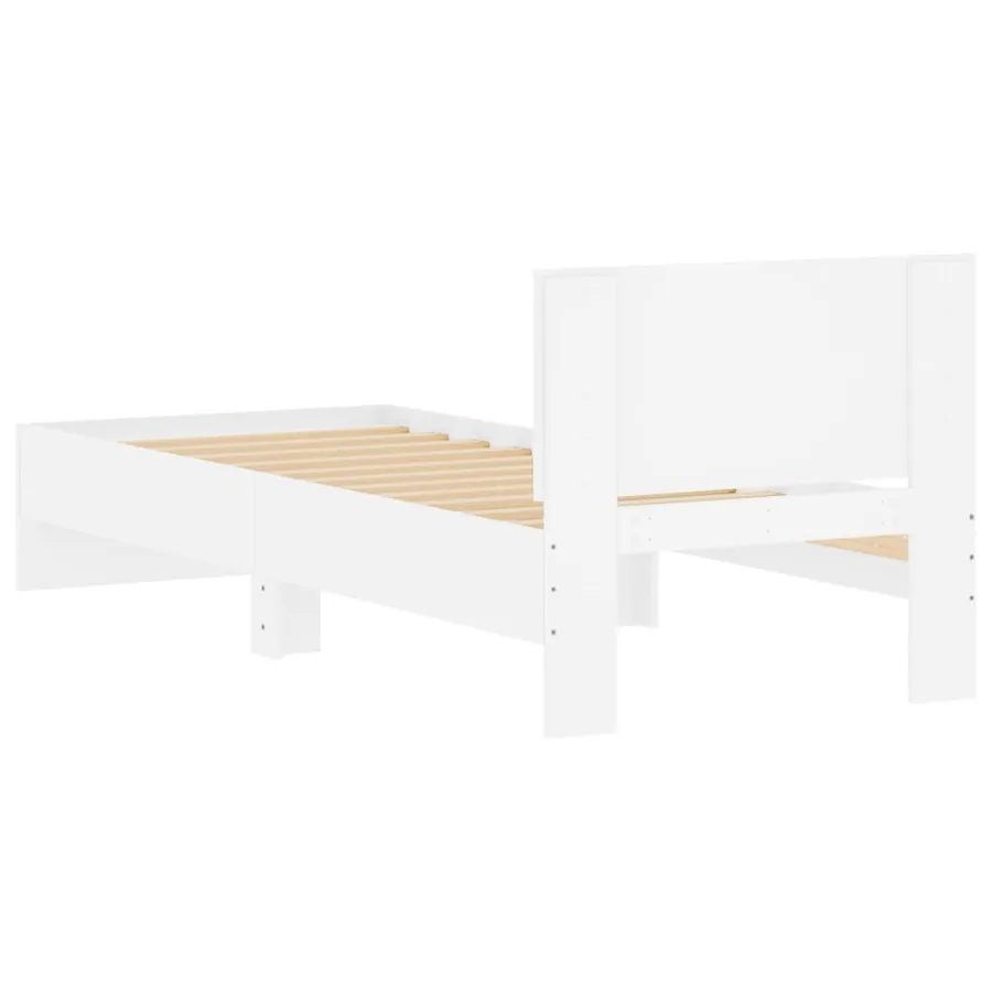 Cadre de lit sans matelas avec tête de lit blanc 75x190 cm - 7