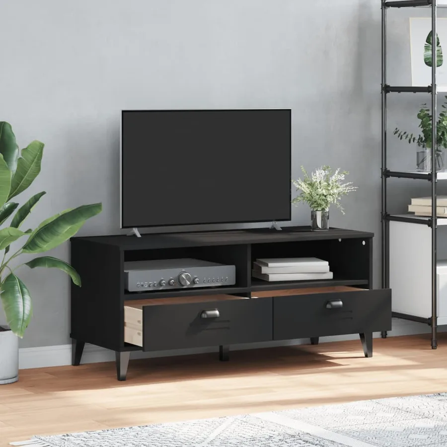 Meuble TV VIKEN noir bois d'ingénierie - 3