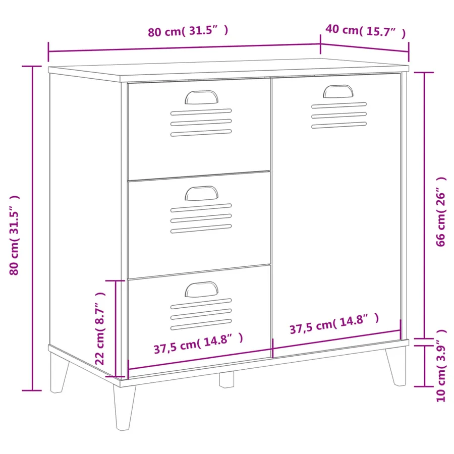 Buffet VIKEN noir 80x40x80 cm bois d'ingénierie - 10