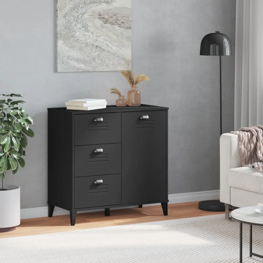 Buffet VIKEN noir 80x40x80 cm bois d'ingénierie - 3