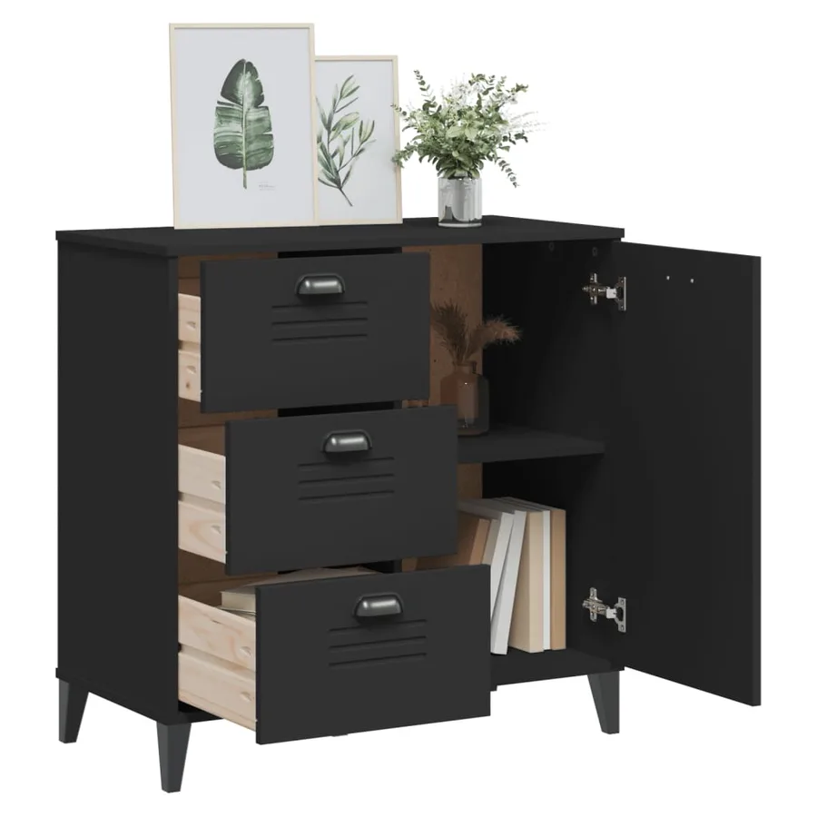 Buffet VIKEN noir 80x40x80 cm bois d'ingénierie - 4