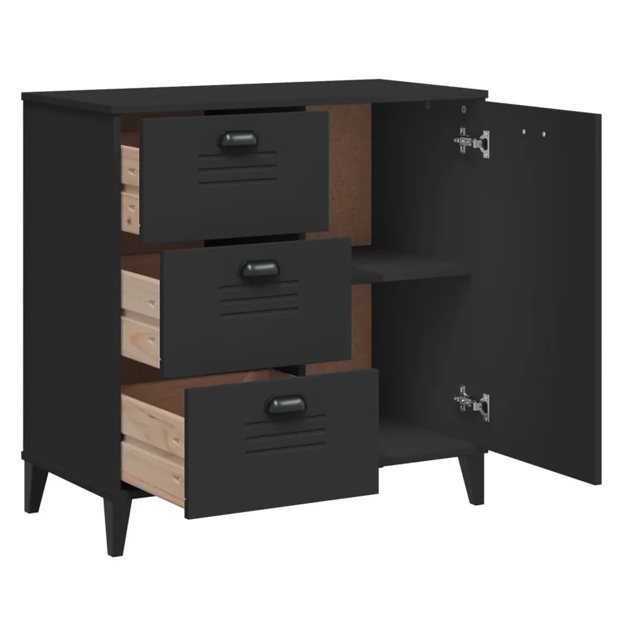 Buffet VIKEN noir 80x40x80 cm bois d'ingénierie - 5