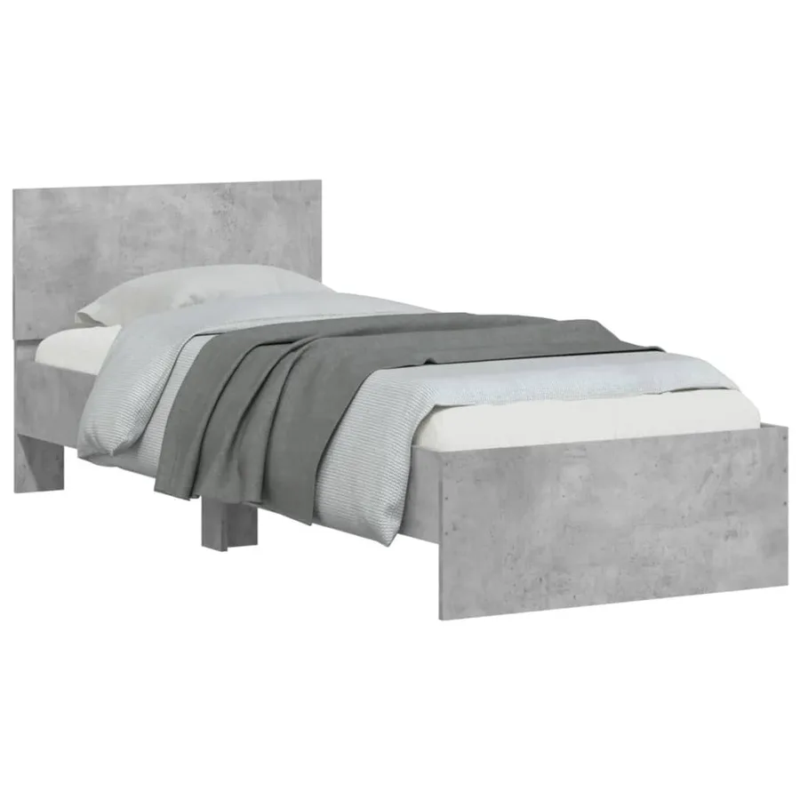 Cadre de lit sans matelas avec tête de lit gris béton 90x200 cm - 4