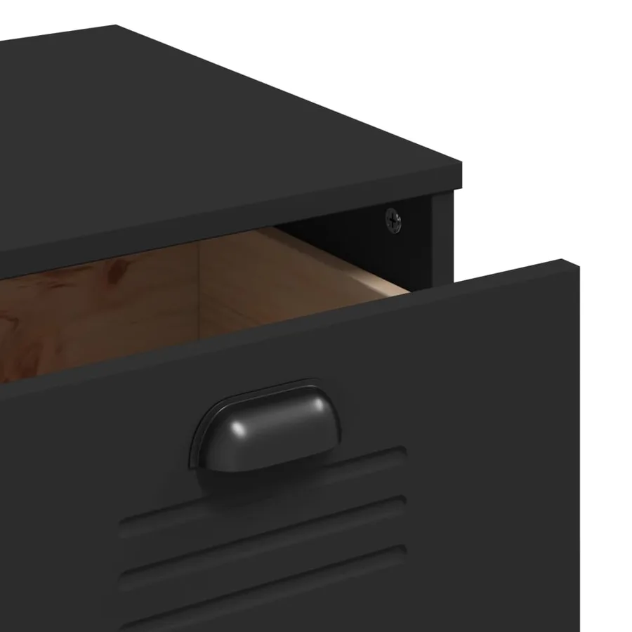 Buffet VIKEN noir 80x40x190 cm bois massif de pin - 10