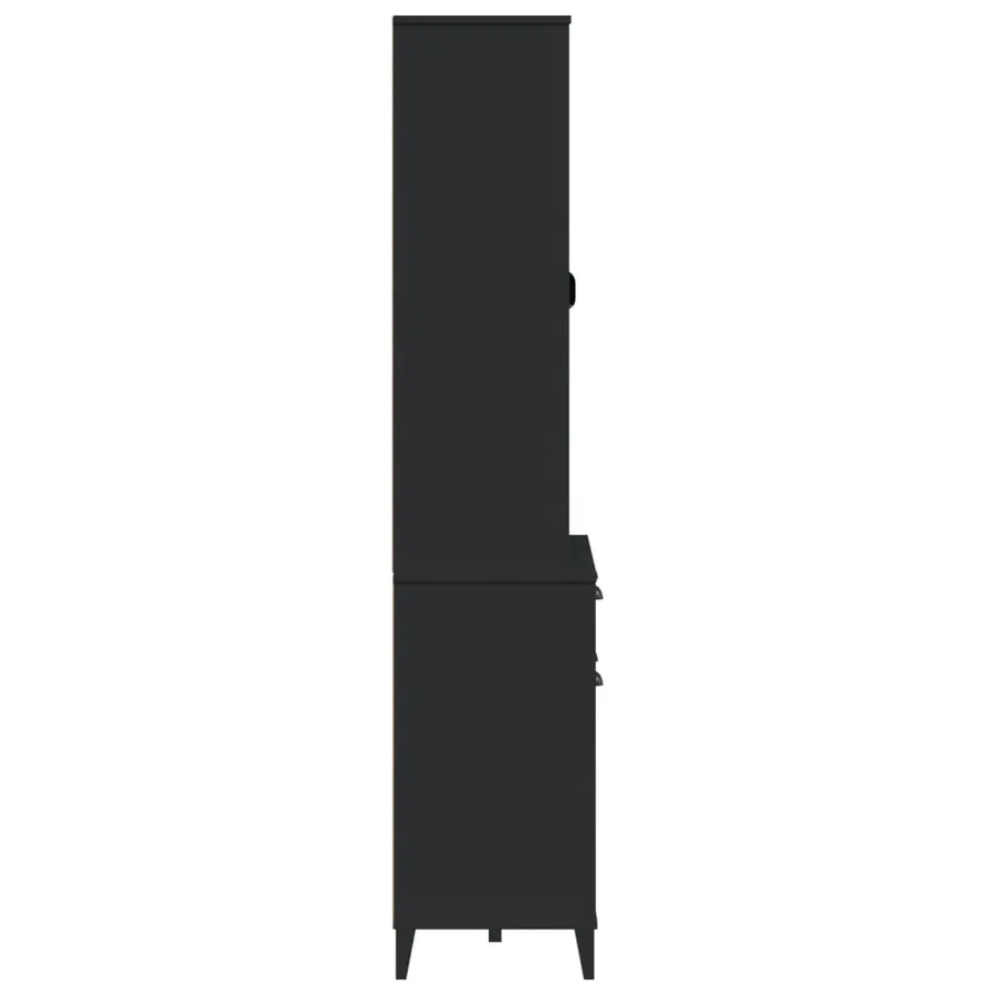Buffet VIKEN noir 80x40x190 cm bois massif de pin - 6