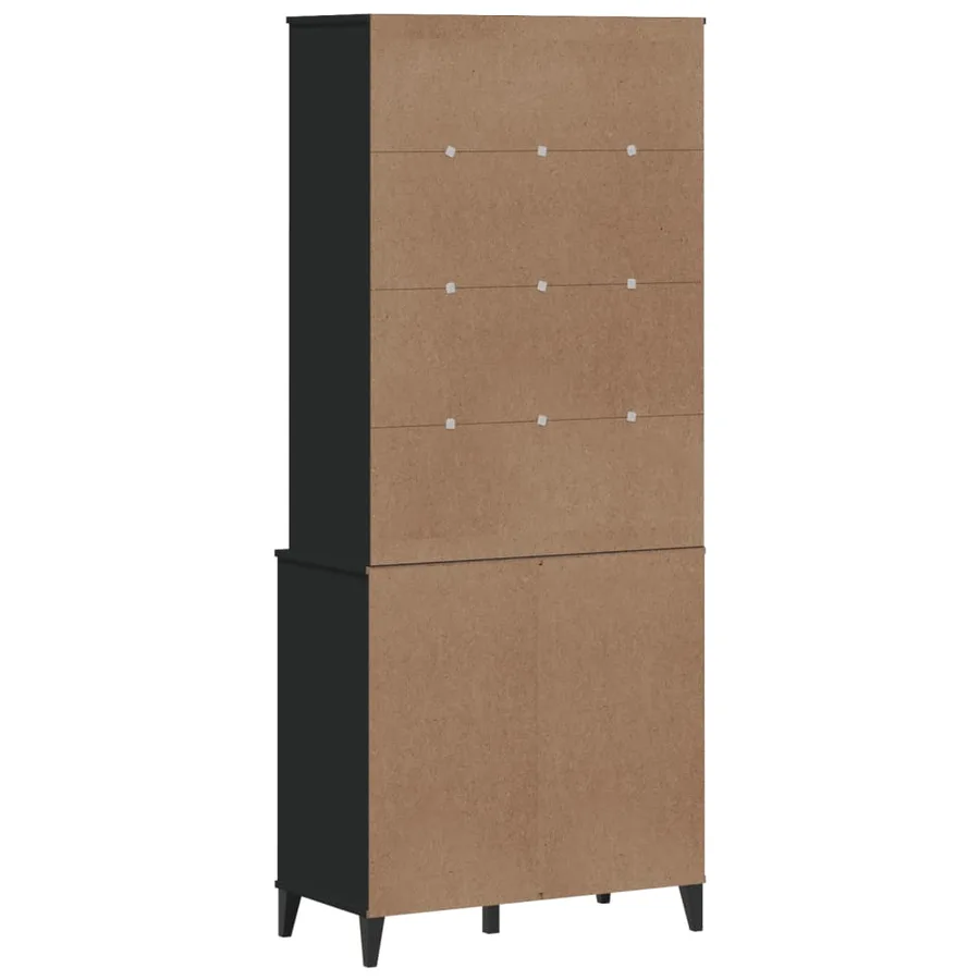 Buffet VIKEN noir 80x40x190 cm bois massif de pin - 7