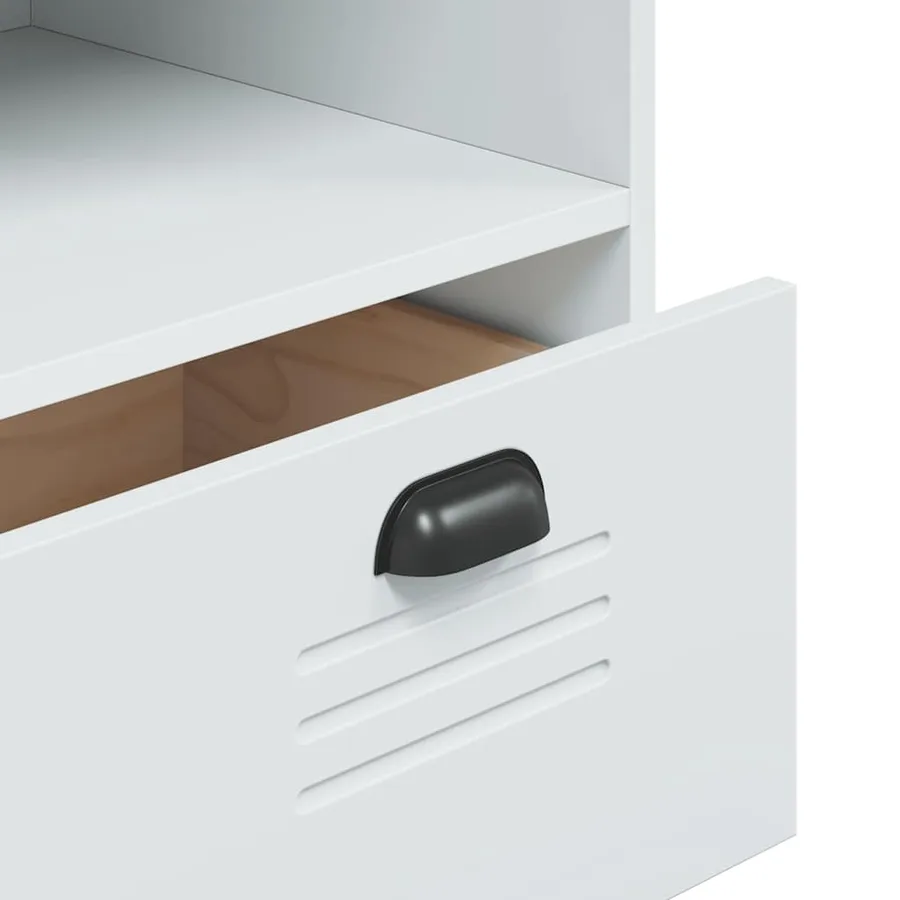 Buffet VIKEN blanc 80x40x200 cm bois massif de pin - 10
