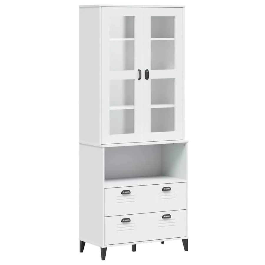Buffet VIKEN blanc 80x40x200 cm bois massif de pin - 2