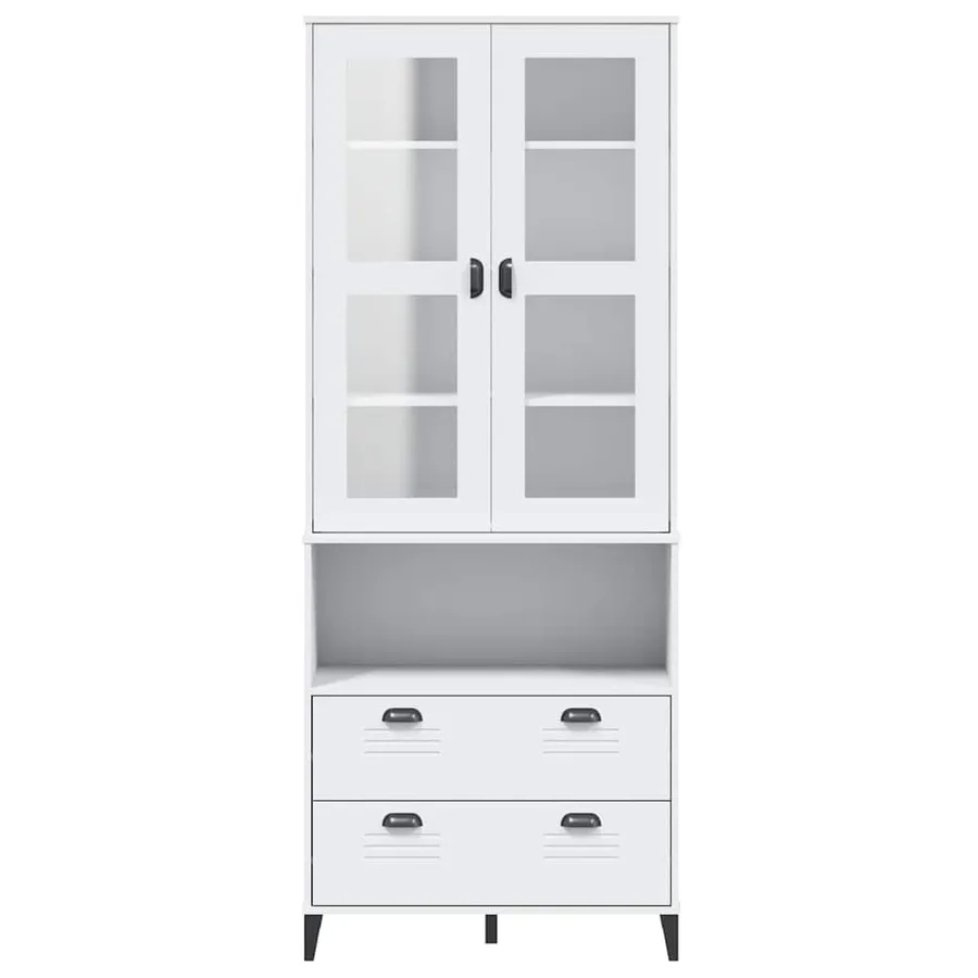 Buffet VIKEN blanc 80x40x200 cm bois massif de pin - 4