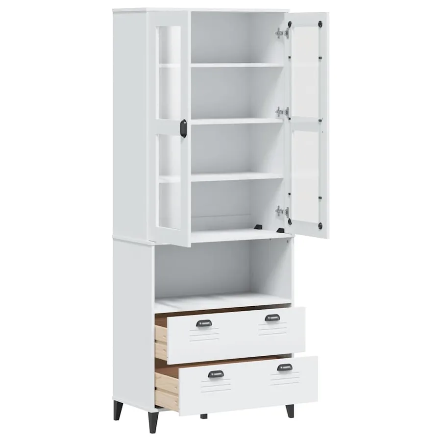 Buffet VIKEN blanc 80x40x200 cm bois massif de pin - 5