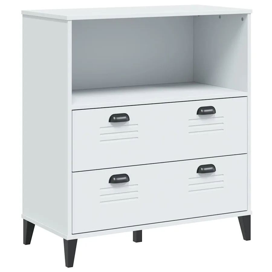 Buffet VIKEN blanc 80x40x200 cm bois massif de pin - 9