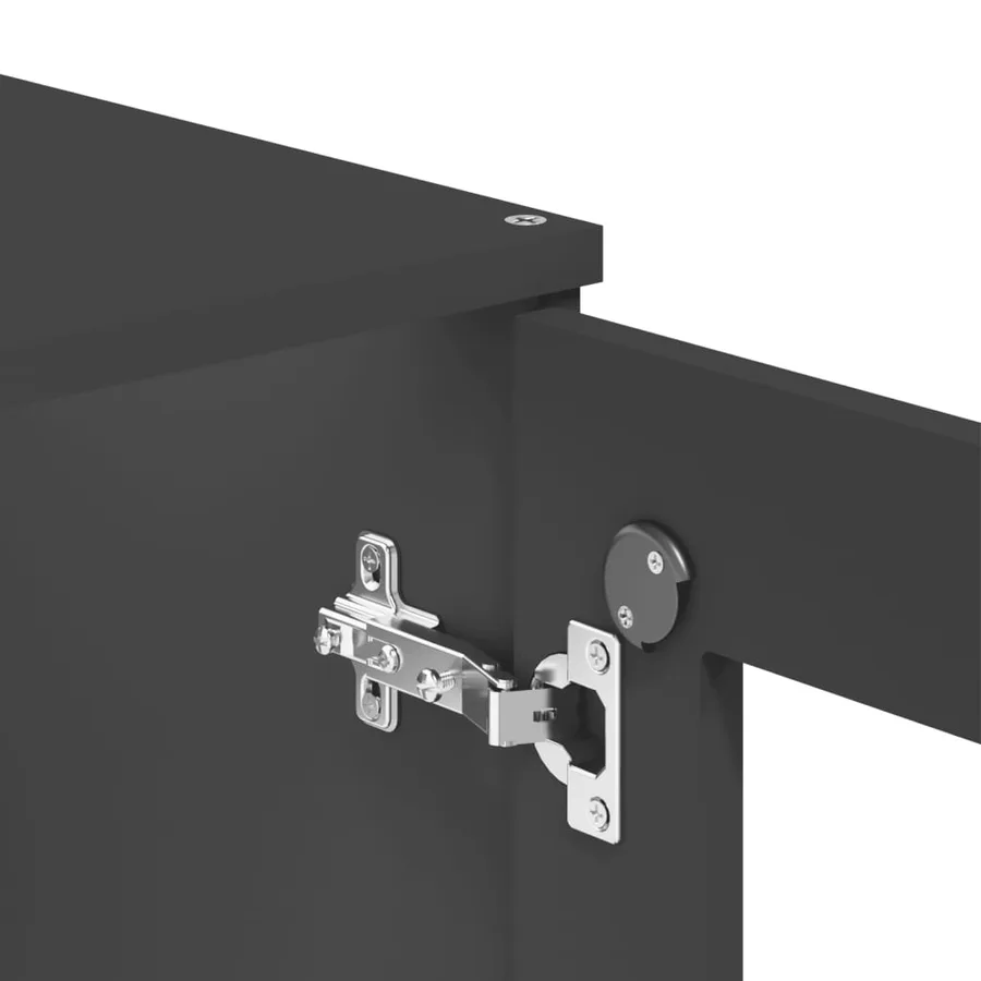 Buffet VIKEN gris anthracite 80x40x200 cm bois massif de pin - 11