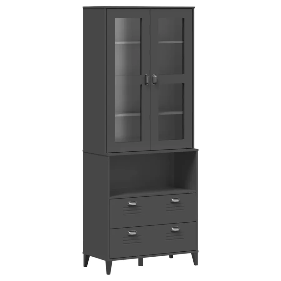 Buffet VIKEN gris anthracite 80x40x200 cm bois massif de pin - 2