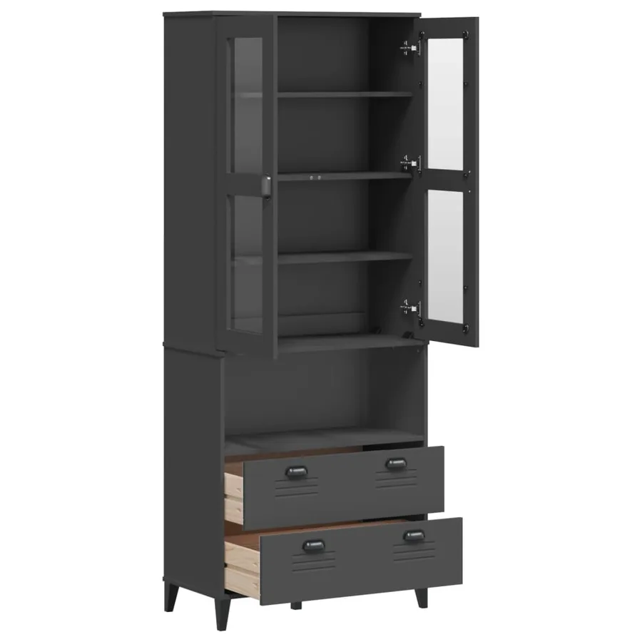 Buffet VIKEN gris anthracite 80x40x200 cm bois massif de pin - 5