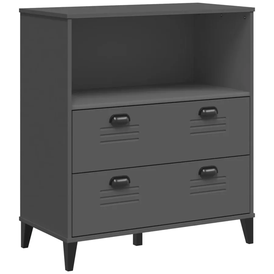 Buffet VIKEN gris anthracite 80x40x200 cm bois massif de pin - 9