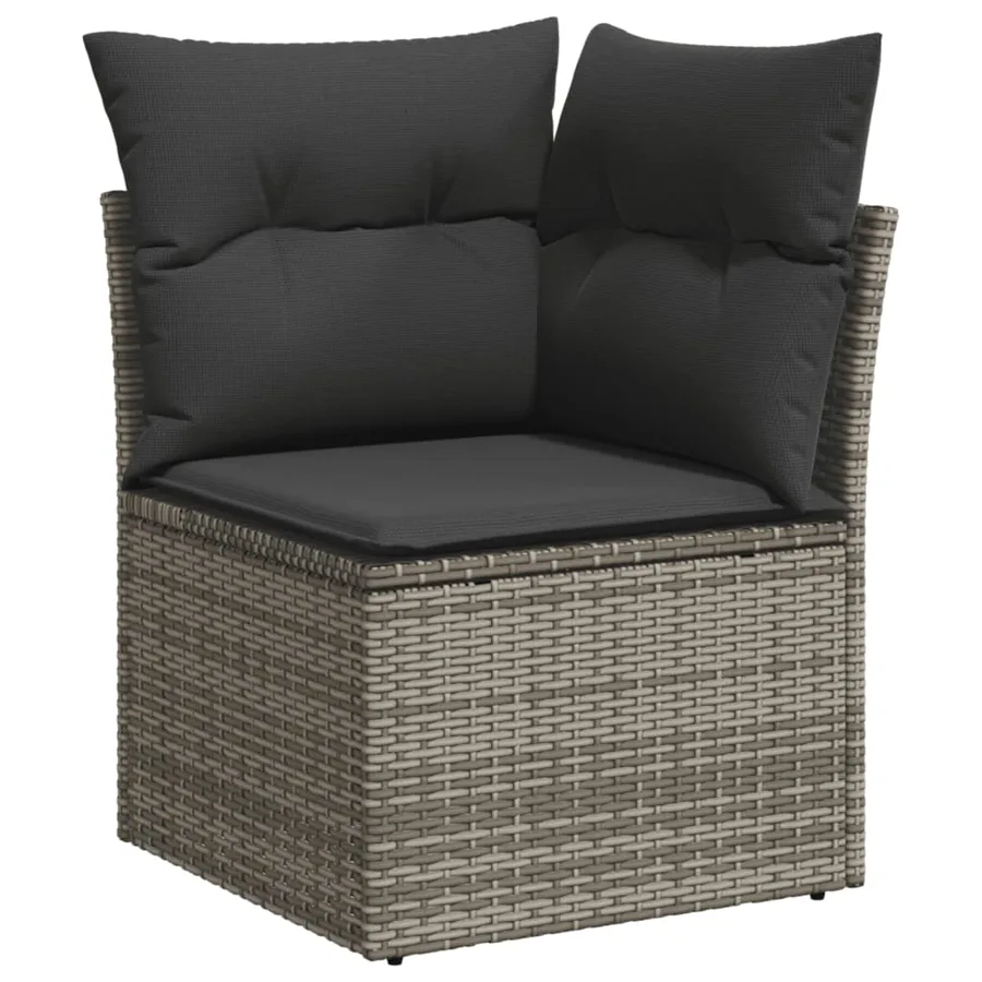 Salon de jardin avec coussins 12 pcs gris résine tressée - 4