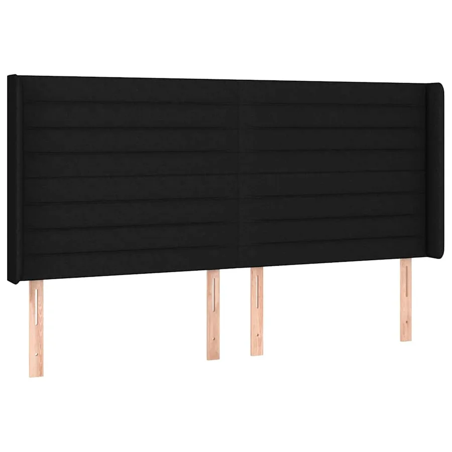Sommier à lattes de lit matelas et LED Noir 160x200 cm Tissu - 7