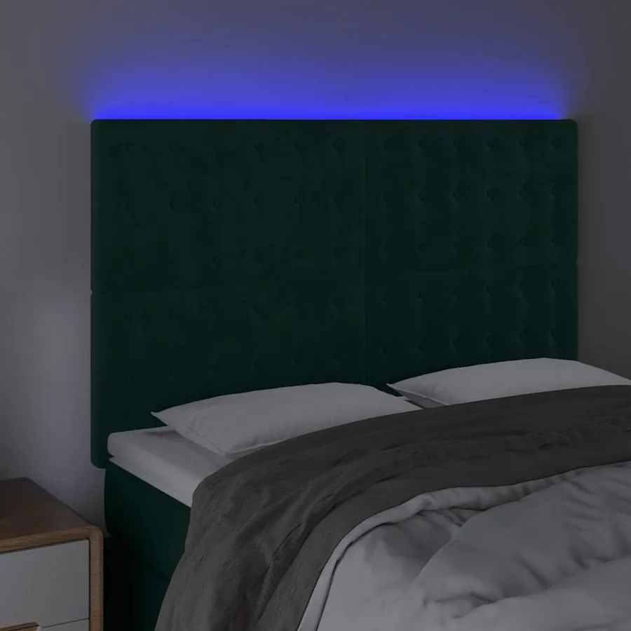 Tête de lit à LED Vert foncé 144x5x118/128 cm Velours - 4