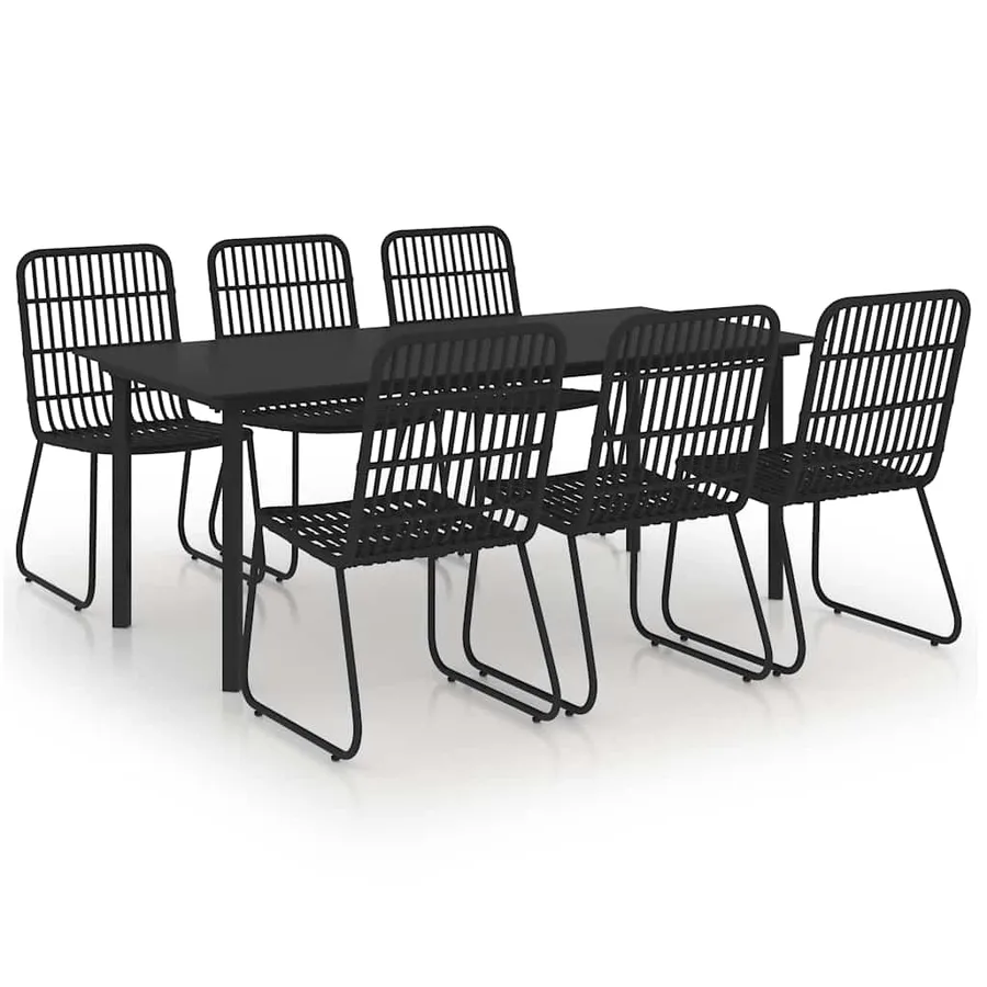 Ensemble à manger d'extérieur 7 pcs résine tressée et verre - 2