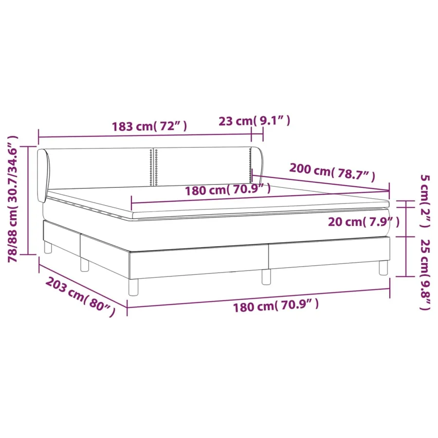 Sommier à lattes de lit avec matelas Rose 180x200 cm Velours - 7