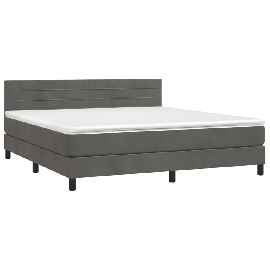 Sommier à lattes de lit avec matelas LED Gris foncé 160x200 cm - 3