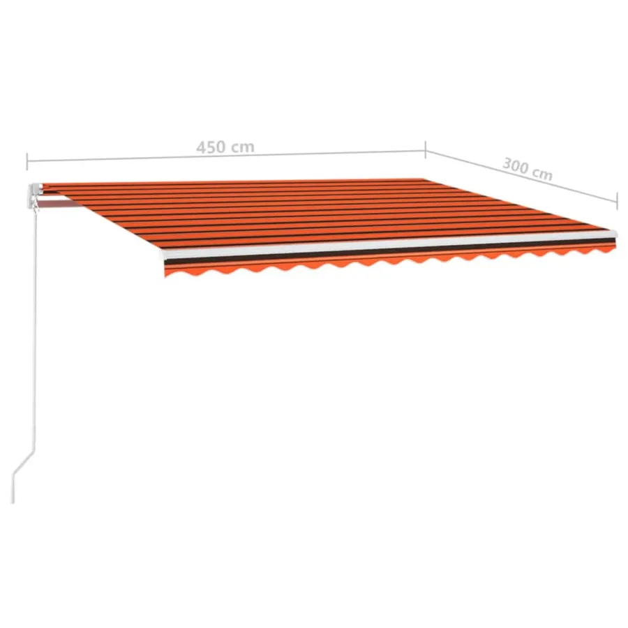 Auvent manuel rétractable avec LED 450x300 cm Orange et marron - 7