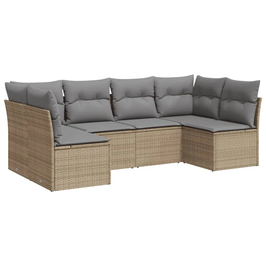 Salon de jardin avec coussins 6 pcs beige résine tressée - 2