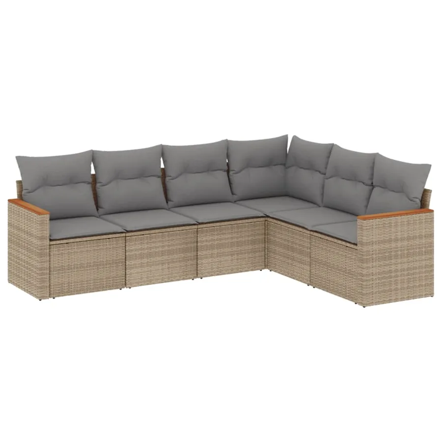 Salon de jardin avec coussins 6 pcs beige résine tressée - 2