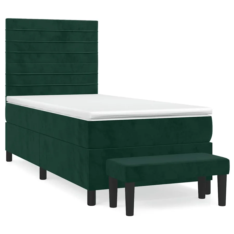 Sommier à lattes de lit avec matelas Vert foncé 100x200 cm - 2