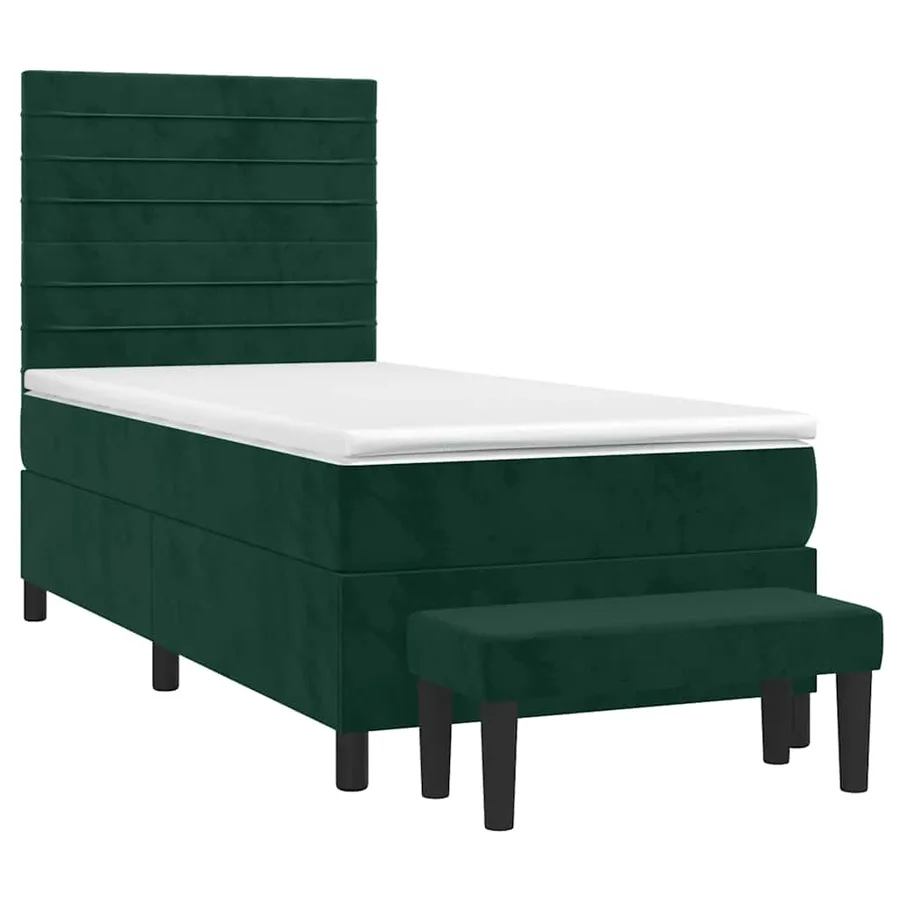 Sommier à lattes de lit avec matelas Vert foncé 100x200 cm - 3
