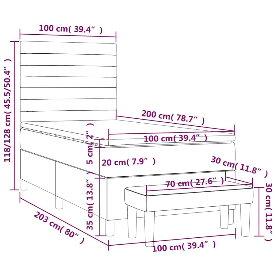 Sommier à lattes de lit avec matelas Vert foncé 100x200 cm - 9