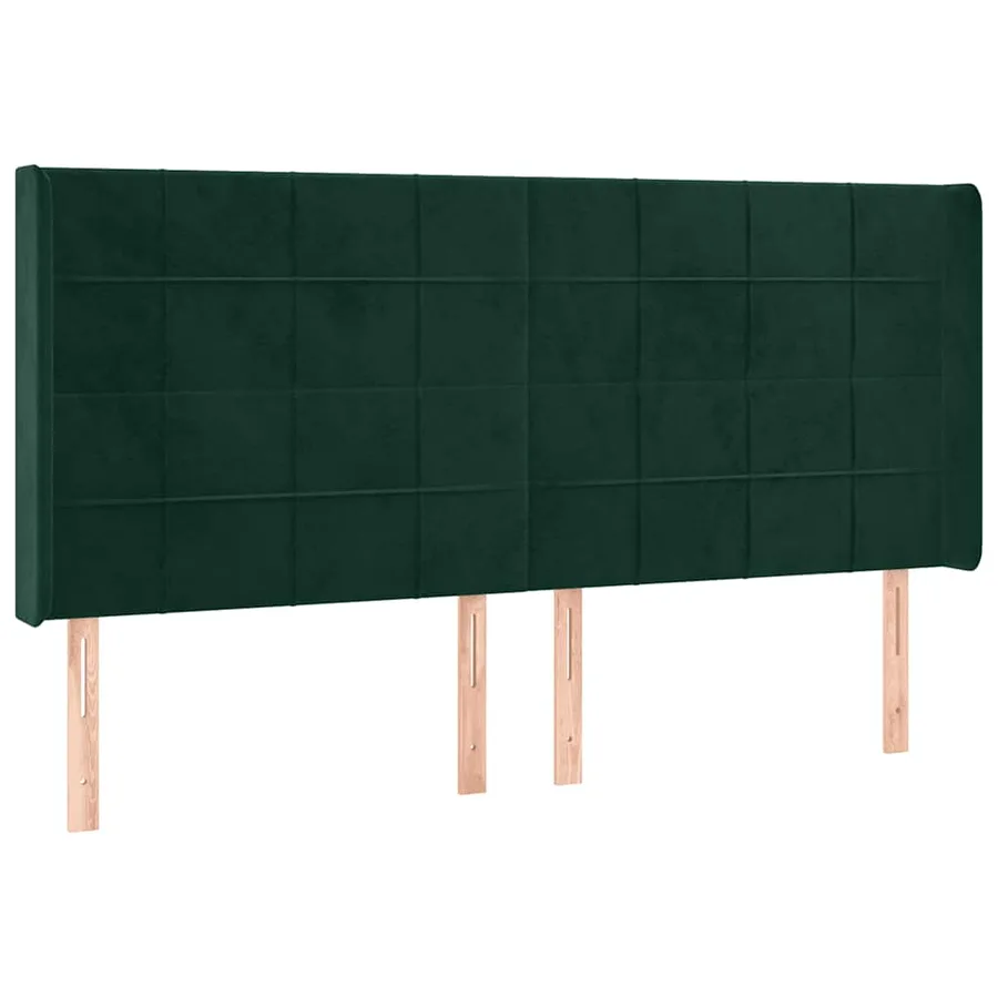 Tête de lit avec oreilles Vert foncé 203x16x118/128 cm Velours - 2