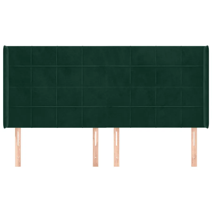 Tête de lit avec oreilles Vert foncé 203x16x118/128 cm Velours - 3