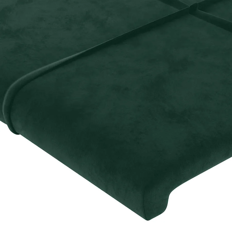 Tête de lit avec oreilles Vert foncé 203x16x118/128 cm Velours - 5