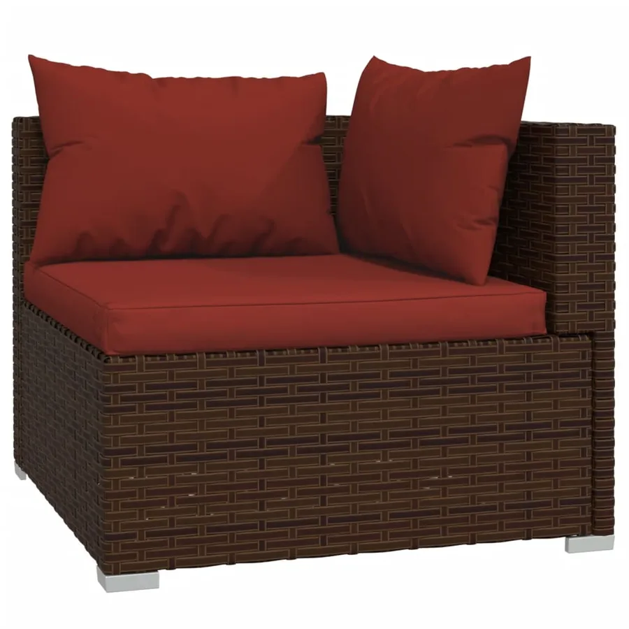 Salon de jardin 9 pcs avec coussins Résine tressée Marron - 3