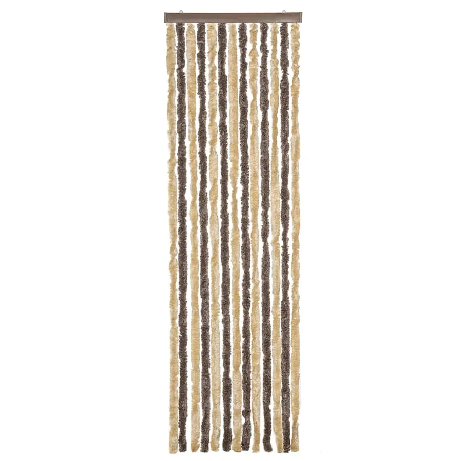 Rideau anti-mouches marron foncé et beige 56x185 cm chenille - 3