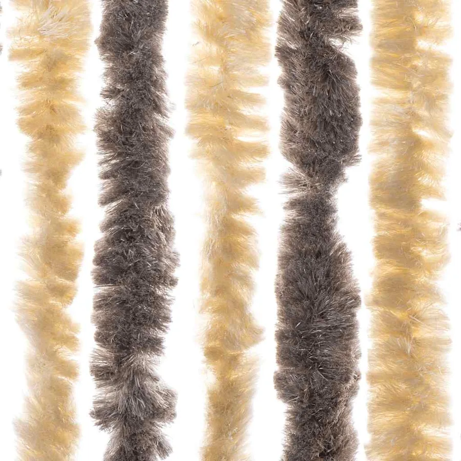 Rideau anti-mouches marron foncé et beige 56x185 cm chenille - 5