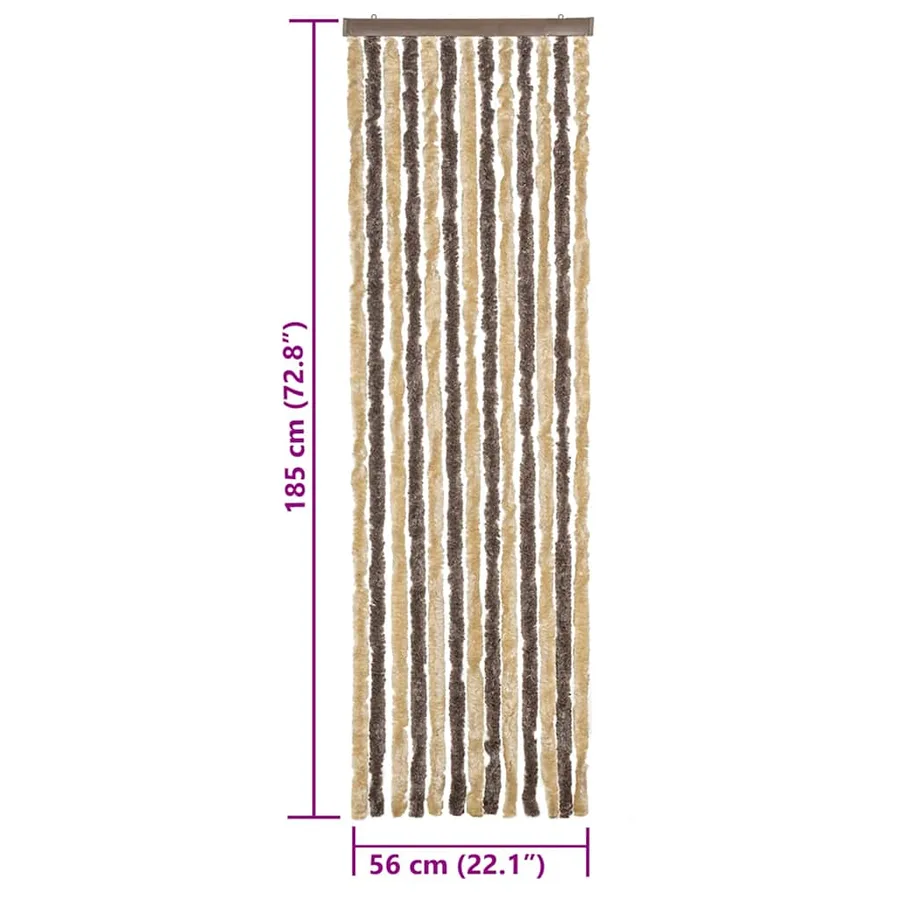 Rideau anti-mouches marron foncé et beige 56x185 cm chenille - 7