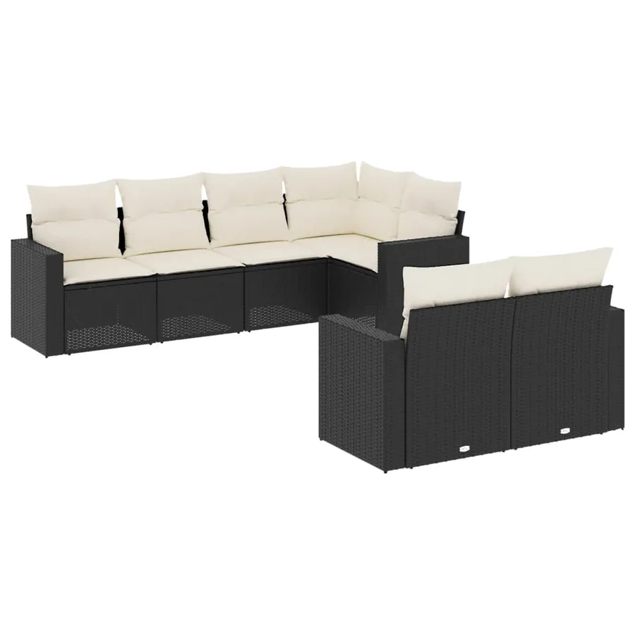 Salon de jardin 7 pcs avec coussins noir résine tressée 62 x 62 x 69 cm - 62,6 kg - 2