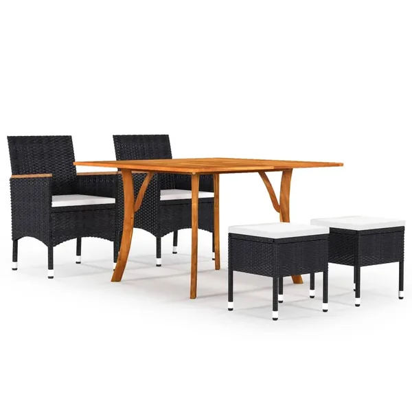 Ensemble à manger de jardin 5 pcs Noir
