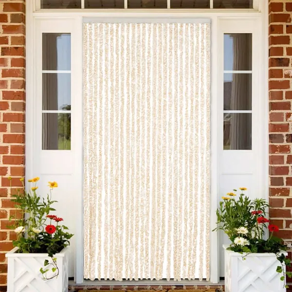 Rideau anti-mouches beige et blanc 100x230 cm chenille